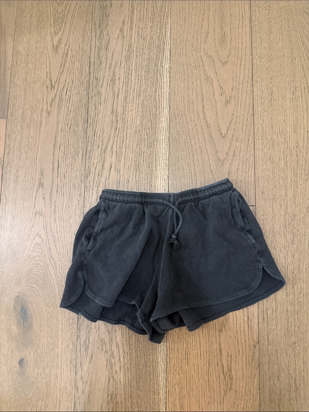 Brandy Melville Dark Gray Women's Waffle Knit Drawstring Shorts